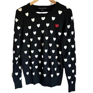 French Connection Black and White Heart Sweater
